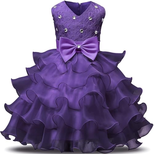 Image of NNJXD Toddler Baby Tulle Flower Princess Wedding Dress Girls Birthday Dresses
