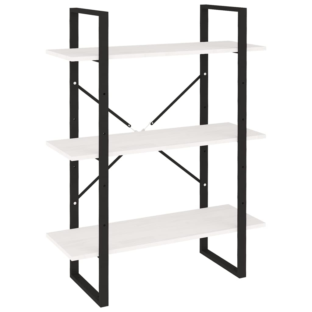 Bücherregal Weiß 80x30x105 cm aus Massivholz Kiefer, Regal mit 3 Fächern für Deko und Aufbewahrung, pflegeleicht mit feuchtem Tuch