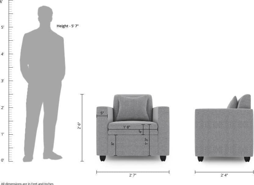 Image of Bharat Lifestyle Lexus Fabric 5 Seater Sofa Set (Light Grey)