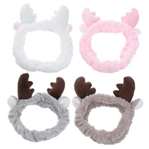 SHERCHPRY 4 turbantes para lavar la cara con cuernos para mujeres y niñas, hiyab para mujer, accesorios para el cabello, diadema de maquillaje de cuernos, cintas para el cabello para niñas, diademas