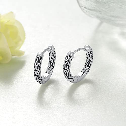 Viking Hoop Earrings 925 Sterling Silver Viking Earrings for Men Small Huggie Hoop Earrings Jewelry Gift for Women Men2