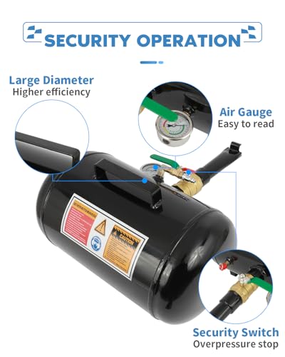 Image of ECCPP 5 Gallon Air Tire Seating Blaster 145PSI Blaster Tool Inflator Wheel Seating Tool Tank for Car Truck ATV Tank, Black
