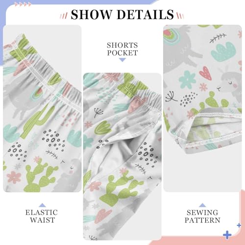 Llama Love Cactus Boys Long Pants Soft Trousers Elastic Waist Kids Lounge Bottoms with Pockets S-XL4