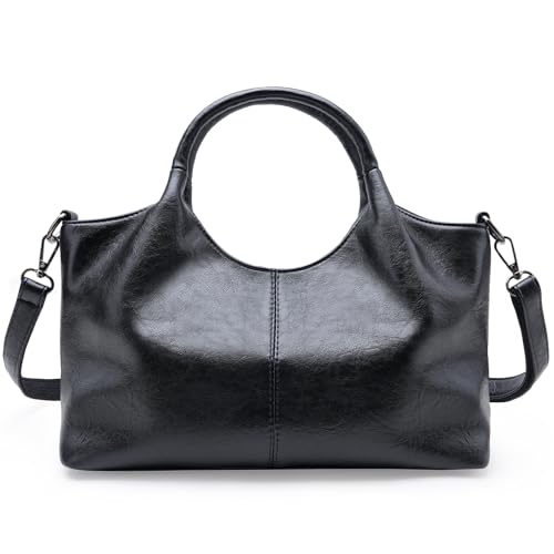 Bolso de hombro de cuero para mujer, bolso tote hobo miniatura 1
