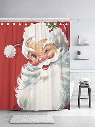 Sonernt Vintage Christmas Jolly Santa Claus Shower Curtain for Bathroom Polyester Durable Waterproof Bath Curtains Xmas Decor 68x72 Inches