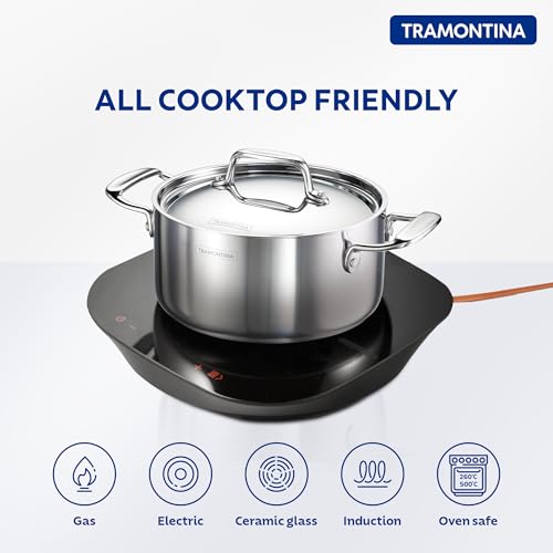 Image of Tramontina Fusao Healthy Triply Ceramic 30cm / 6.2L Casserole EX+ with SS 304 Lid | Stock Pot | Biryani Pot | Induction Friendly | Stay Cool Handle I 10 Year Warranty