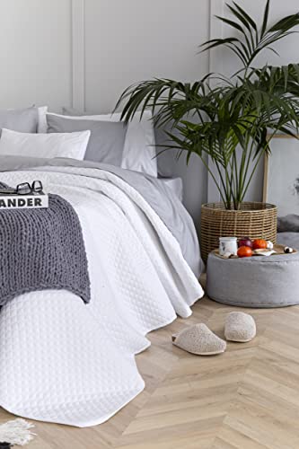Todocama – Colcha boutí Fina con diseño de Rombos, para Primavera, Verano, otoño e Invierno. 100% Microfibra Extra Suave. Colcha Cubre Cama Multiusos. Cama 80/90-180x260cm Blanco - imagen 6