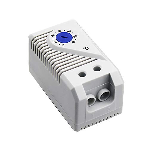 Temperature Controller, KTS011 0-60? Adjustable Compact Electric Mechanical Thermostat Switch, Normally Open, Blue Buttom,