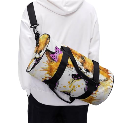 Sac de voyage renard aquarelle compact 45cm contre le désordre