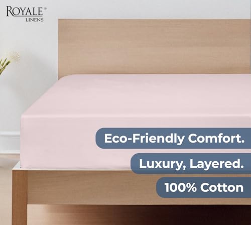 Image of Royale Linens 100% Organic Cotton Fitted Sheet - Percale Weave - Super Soft Deep Pocket Bottom Sheets - Elastic Sheet Full Size - Full Fitted Sheets Only - (54 inchx75 inch+15 inch, Lavender)