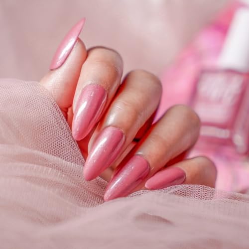 Image of NM NAILS & MORE Argan Oil Infused Gel Finish Shine Nail Polish Long-Lasting Quick-Dry Formula Chip Resistant High Shine Enamel For Women Vegan Cruelty Free Toxin Free (14 Metallic Pink), 10ml