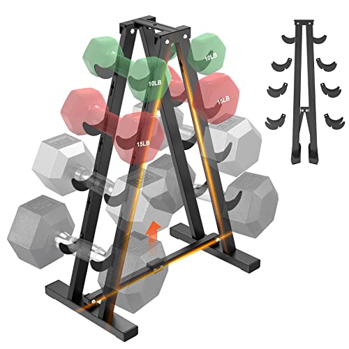 Jolisten Dumbbell Rack Stand Only For Home Gym, Free Weight Rack For Dumbbells 400 Lbs Capacity, Small Compact A-Frame Hand Weights Holder Rack 4 Tier (7 Tiers Adjustable) #TOP30