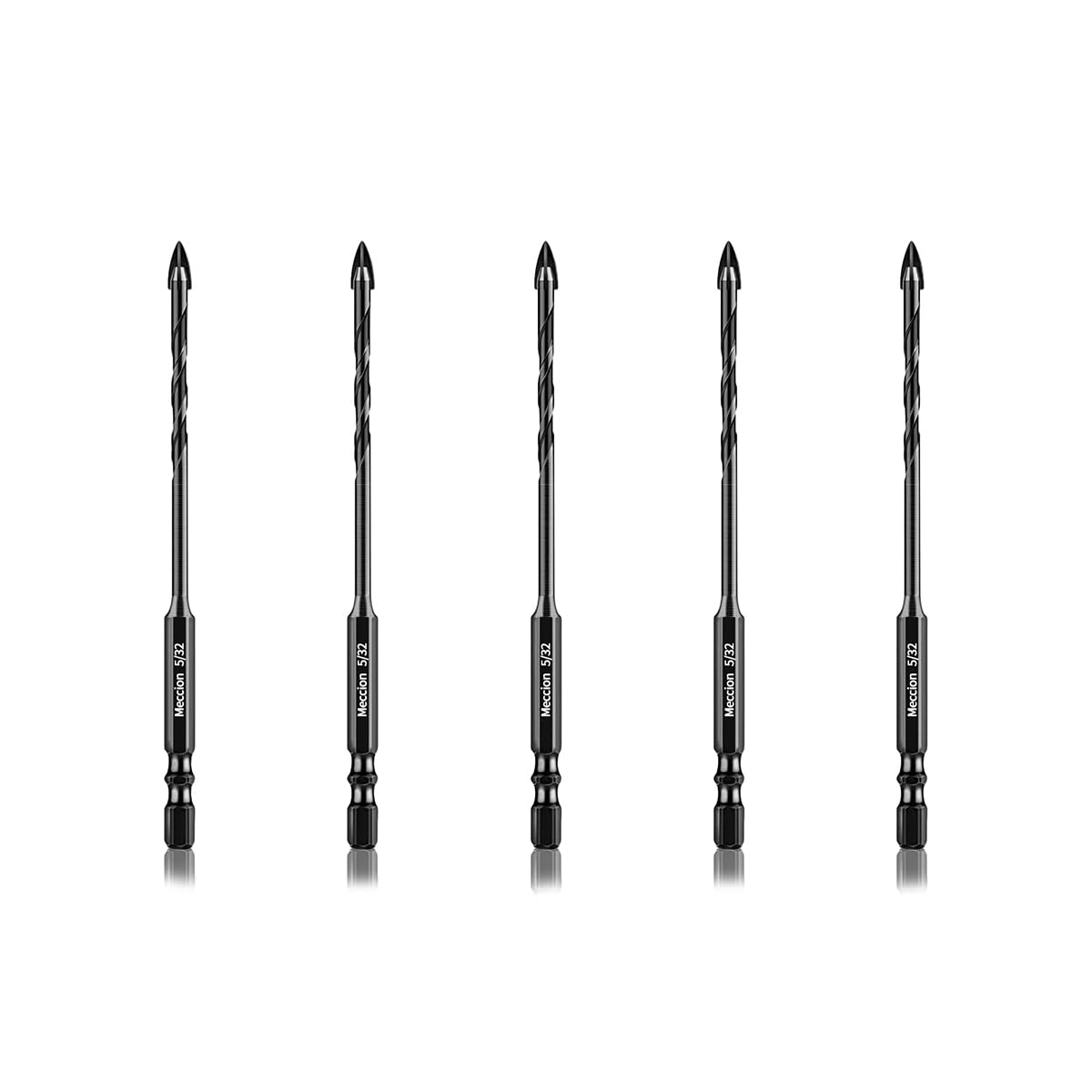 Masonry Drill Bits 5/32" x 3.6" x 5Pcs Professional Tungsten Cross Tip Multi-Material Drill Bits for Tile/Ceramic/Glass/Porcelain/Concrete/Cement/Wood/Plastic