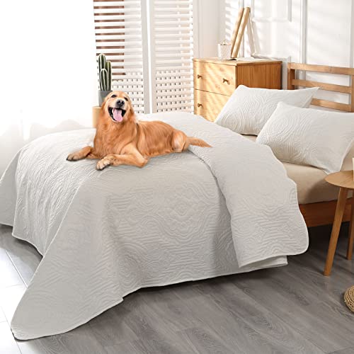 Enjohos White Quilt King Size Bedding Set With Pillow Shams, 3 Pieces King Quilt Set, Lightweight Reversible Microfiber Embossed King Bedspread For All Seasons #TOP3