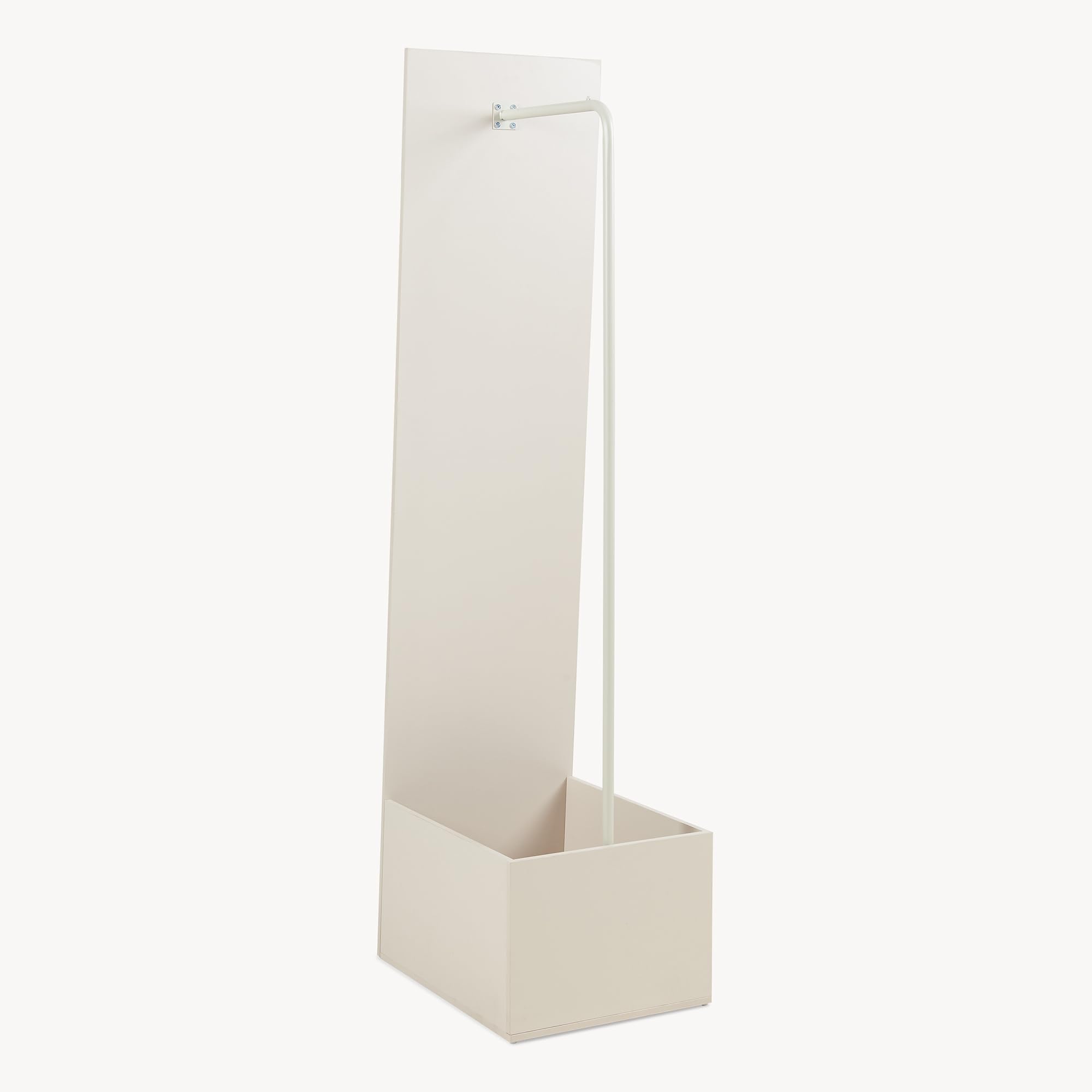 [en.casa] Specchio a Figura Intera con Stand Barra Appendiabiti Specchio Rettangolare da Terra e Vano Porta Oggetti Vestiti per Ingresso Camera da Letto Guardaroba 165x40x51 cm - Avena Oatmeal