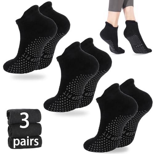 Image of loudashuaiqi Grip Pilates Socks Non Slip Athletic Yoga Socks with Grips for Women Grippy socks for Hospital Workout Barre