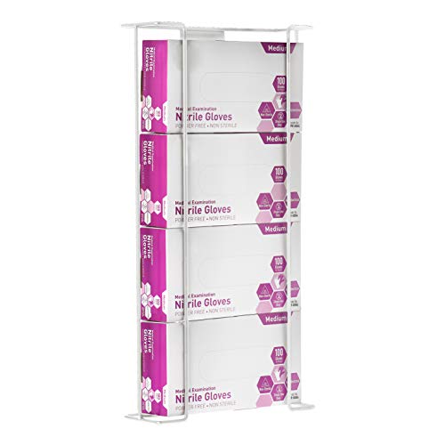 Flash Sale Alpine Industries Quadruple Box Wire Wall Mount Glove Dispenser - Mounted Storage Rack for Surgical Glovebox, Baby Wipes & Tissue Boxes - Hanging Organizer & Disposable Gloves Holder (White, 4 Box)