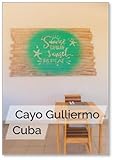 Imán para nevera con temática tropical en un restaurante turístico; Cayo Gulliermo, Cuba,