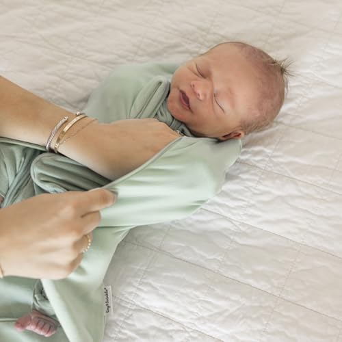 Image of Tiny Twinkle Baby Sleep Sack 0-3 Months 1.0 TOG, Cotton & Elastane Wearable Blanket, Swaddle Transition Micro-Fleece, Machine Washable (Sage)