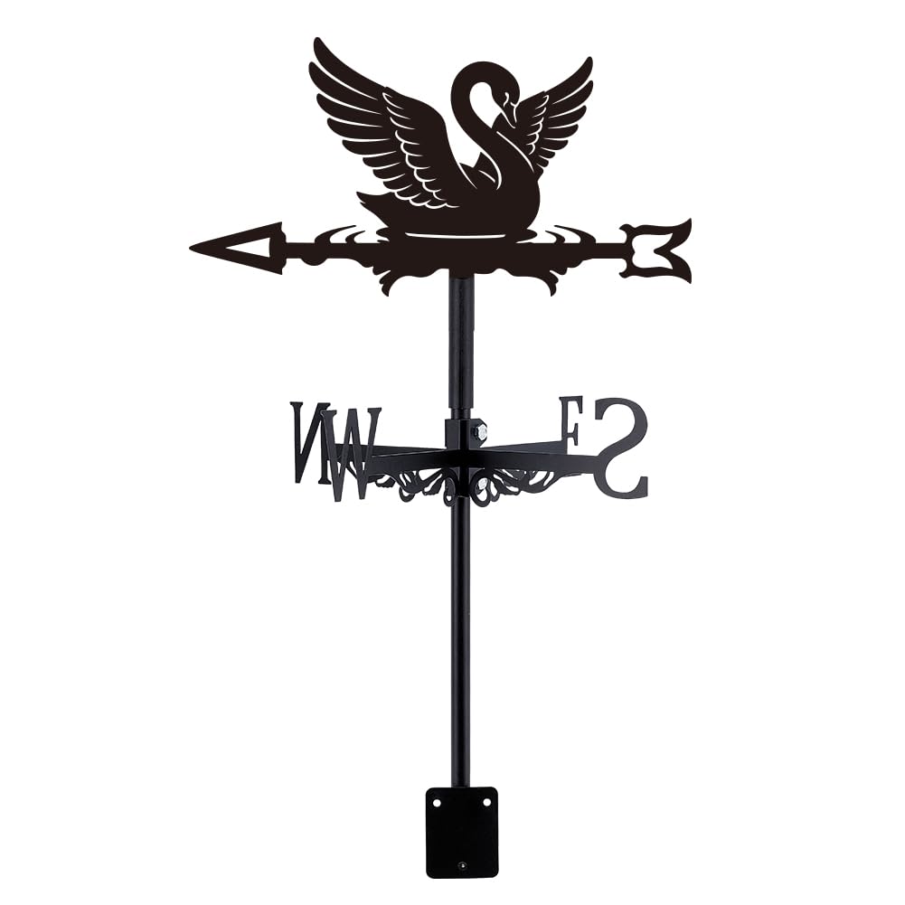 SUPERDANT Swan Weather Vane 31.8x21.9cm Black Finish Iron Animal Weathervanes Decorative Roof Garden Wind Direction Indicator Outdoor Metal Weathercock Copper