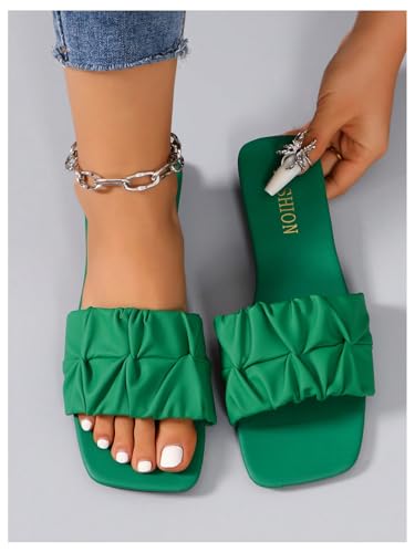 Image of GORGLITTER Women's Summer Cute Flat Sandals Dress Slide Sandals Square Toe Wedding Shoes Vacation Trendy Sandals 2026