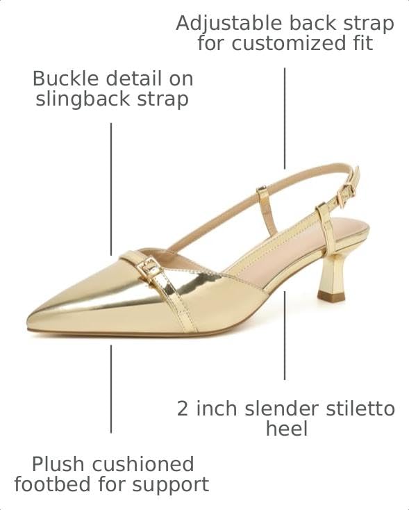 Image of Mostrin Kitten Heels for Women Pointed Toe Pumps Patent Leather Low Heel Slingback Heels with Buckle Dress Shoes for Dating Party Working
