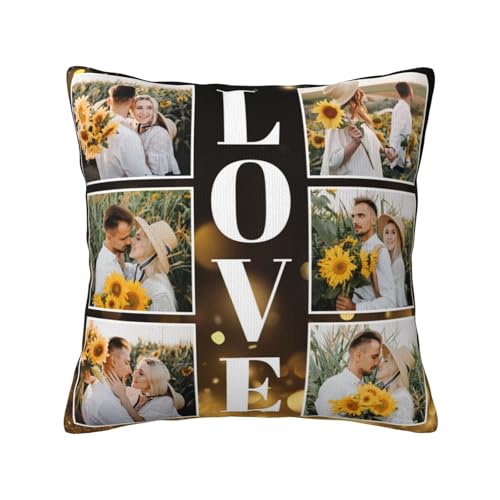 YMDLQDP Personalized Love You Pillowcases with Photos Customized Love Pillowcases for Valentine's Day Anniversary Home Decoration Pillow Cover for Bed Sofa