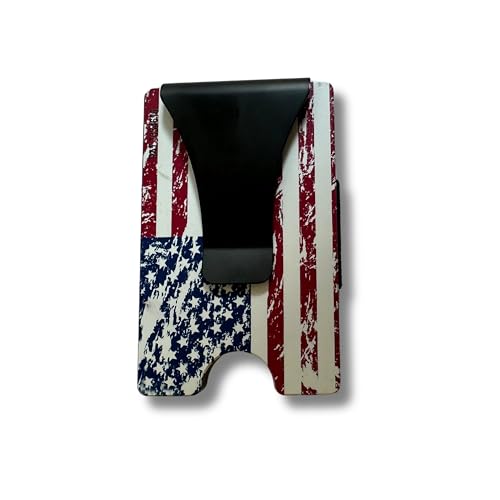 Storus Smart Wallet RFID Blocking Card Holder Money Clip for Men, Military, Veterans, Gift - Distressed American Flag2