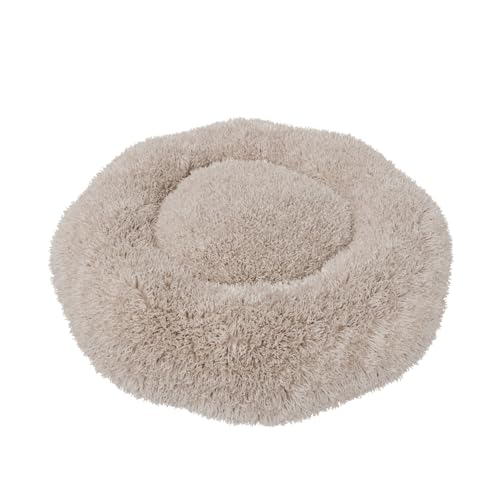BENNO® Hundebett BALU Donutform, 50x50x16 cm, weiches Kuschelbett mit Polypropylen-Füllung, beige, waschbar, Rutschfester Boden, inkl. Kauknochen, Schlafplatz für Hunde