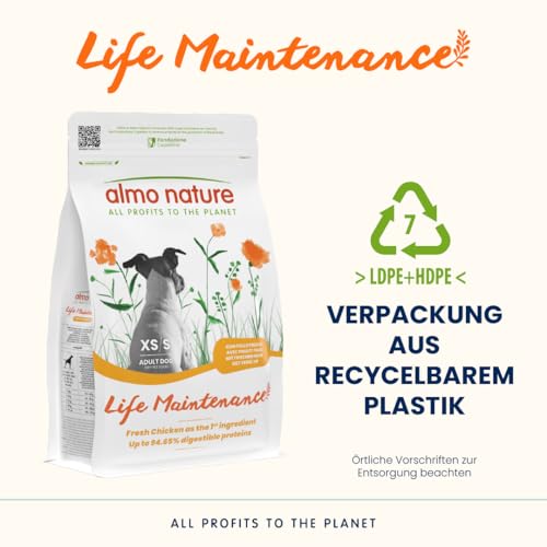 Almo Nature Life Maintenance Trockenfutter für Hunde XS-S mit Huhn 2 kg – Alleinfuttermittel für ausgewachsene Hunde Kleiner und sehr Kleiner Rassen