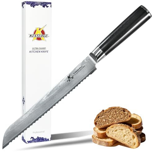 KESTEDGE 8-Inch Damascus Bread Knife