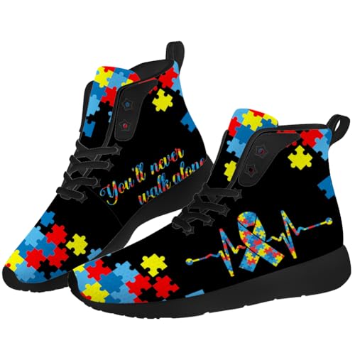 Autism Shoes for Men Women Autism Awareness High Top Sneakers High Top Shoes Gifts for Mom Dad2
