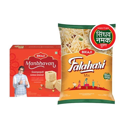 Soan-Papdi - Manbhavan 1000g and Falhari Mix 200g Combo of 1200g (42.33Oz) – Authentic Indian Snacks Family Pack | Crunchy Namkeen, Party Mix, Bar Snacks & Tea-Time Treats