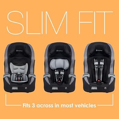 Baby Trend TrooperTM Slim 3-in-1 Convertible Car Seat, Dash Black Slim Fit, 3-in-1 Growth Modes, Lightweight Design, Adjustable Comfort Padding