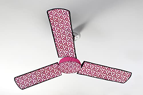 Image of Stylista Waterproof & Dustproof Three Blade Ceiling Fan Cover with attachable Enclosure Set of 4 Fan Covers Packed Pattern Pink