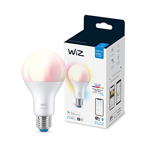 WiZ Lampadina Smart WiFi, Luce Bianca o Colorata Dimmerabile, E27, 100W, Tecnologia SpaceSense, Controllo Vocale (Alexa, Apple HomeKit, Google Home)