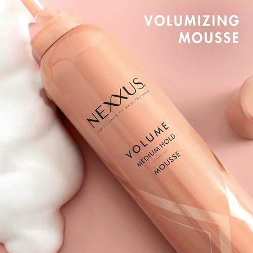 Nexxus Travel Mousse, Volume Medium Hold 4-Pack – 72-Hour Anti-Humidity Shield, 48-Hour Frizz Control, Rose Fragrance, 2 Oz Ea