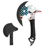 SPIUST 13" Retro Outdoor Camping Hatchet,Camping Axe Features Sharp Blade,Stainless Steel Material,Anti Slip Rope Handle,Protective Cover,Suitable for Camping Fires,Decorative Displays Black
