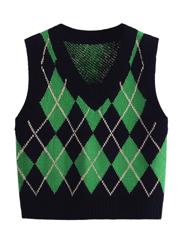 SweatyRocks Women's Plaid Geo Sleeveless V Neck...