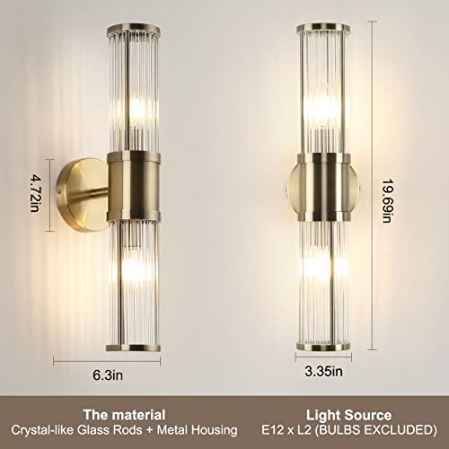 Ecobrt Glass Wall Light Fixture Indoor Antique Bronze Bathroom Vanity Lights Fixtures Beside Mirror Lighting Lamps Up And Down Wall Mounted Light E12 Socket #TOP2