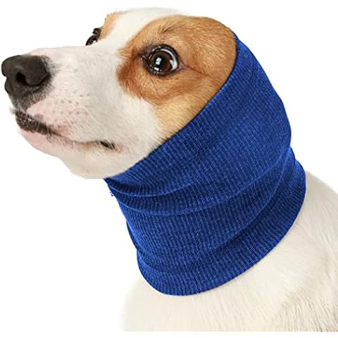 Anjetan Calming Thunder Winter Firework Noise Grooming Bathing Scratching Dog Ear Cover Warm Stretchy Protective Breathable Elastic Dog Head Wrap for Anxiety Relief Cover