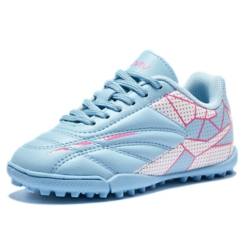 Girls Soccer Cleats for Toddler and Little Kids - Turf Lace Up Soccer Shoes - TF Outsoles for Flat Indoor and Artificial Turf