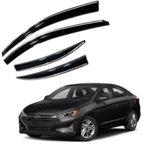 Image of CAR SAAZ Chrome Line Door Visor for Elantra (2019-2022)(Set of 4Pcs) | Rain Guard | Wind Deflector