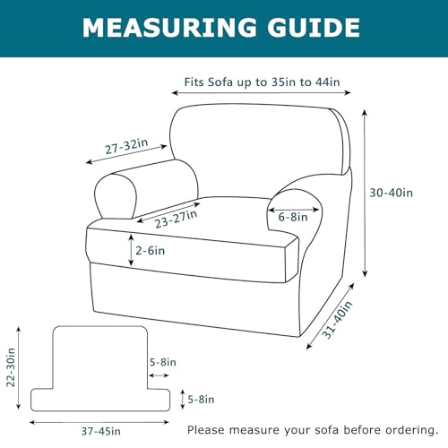 KRFOONN Stretch 2 Pieces T Cushion Chair Covers with Arms Printed Sofa Cover Armchair Slipcovers with 1 Individual T Shape Cushion Covers Furniture Protector Chair Slipcover for Living Room, A1