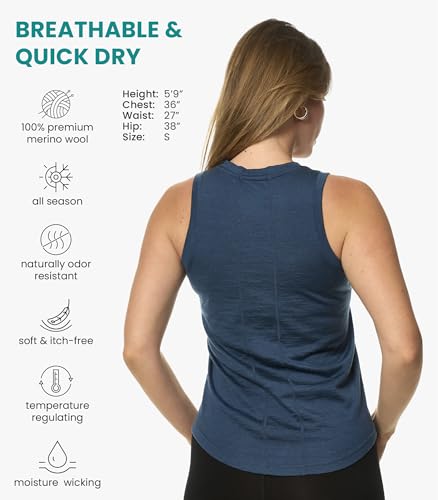 Merino Wool Tank Top Women - Active Merino Wool Undershirt Moisture Wicking Breathable Anti-Odor Lightweight Base Layer2