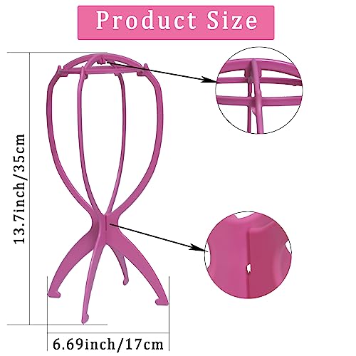 3 Pack Wig Stands for Long Short Hair Portable Collapsible Dryer Travel Extensions Stands - Image 3