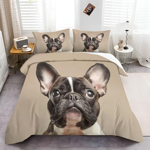 Housse de couette 140x200 bouledogue fermeture éclair impression 3D
