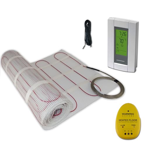 Warming Systems - 30 Sqft 120V Electric Radiant Floor Heating Mat – Includes Heating Mat, Programmable Thermostat, Thermostat Floor Sensor, Installation Monitor and Under Tile Heater