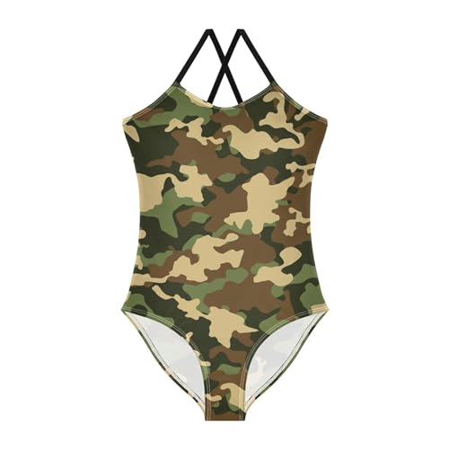 Abstract Camo Military Baby Girls' Swimwear Toddler Girl One Piece Swimsuit Bathing Suits Size 3T-10Y
