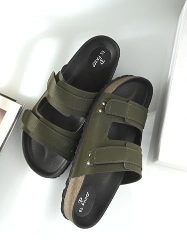 Image of EL PASO Men's Leather Cushioned Cork Sole Sandal Slippers (Size 6 to 12)